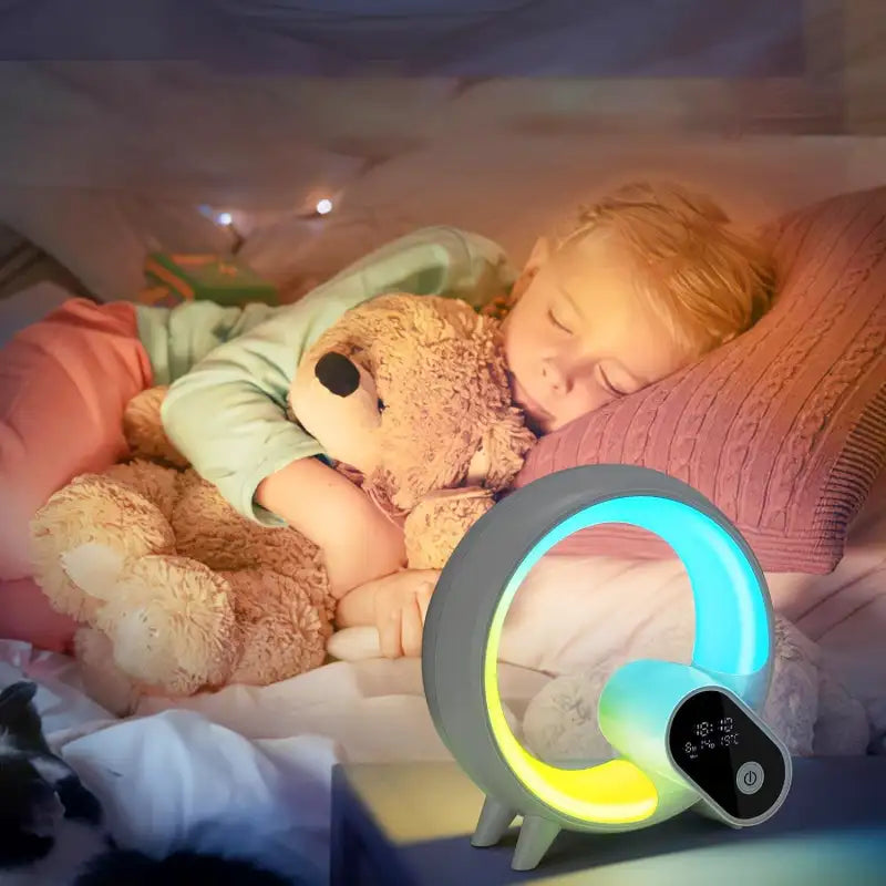 Réveil LED circulaire multicolore avec affichage numérique -  - reveil-simulateur-daube-et-musique-de-nature - ["intelligent","simulateur d'aube"]
