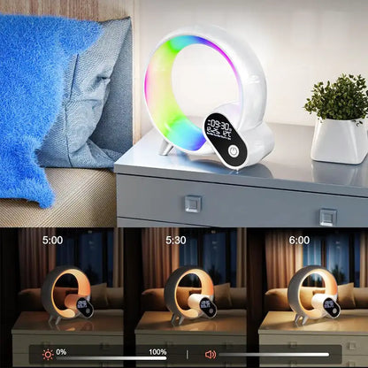 Réveil LED circulaire multicolore avec affichage numérique -  - reveil-simulateur-daube-et-musique-de-nature - ["intelligent","simulateur d'aube"]