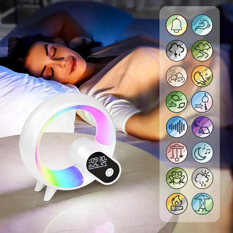 Réveil LED circulaire multicolore avec affichage numérique -  - reveil-simulateur-daube-et-musique-de-nature - ["intelligent","simulateur d'aube"]