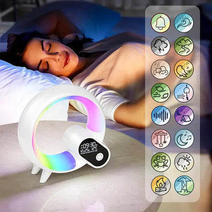 Réveil LED circulaire multicolore avec affichage numérique -  - reveil-simulateur-daube-et-musique-de-nature - ["intelligent","simulateur d'aube"]