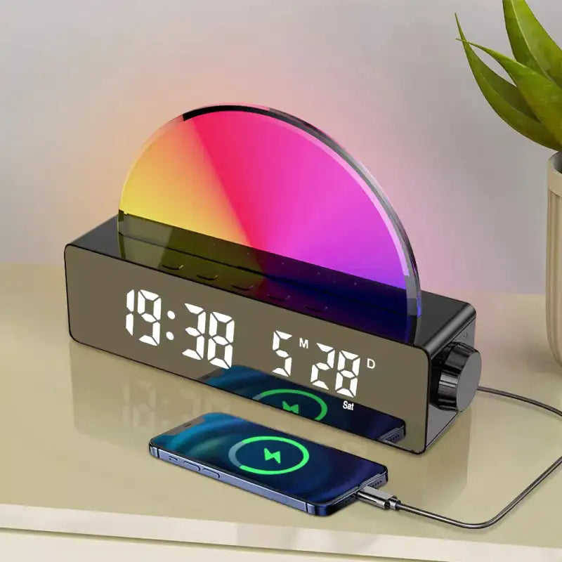 Réveil LED noir avec demi-coupole en verre -  - reveil-simulateur-daube-et-crepuscule - ["intelligent","simulateur d'aube"]