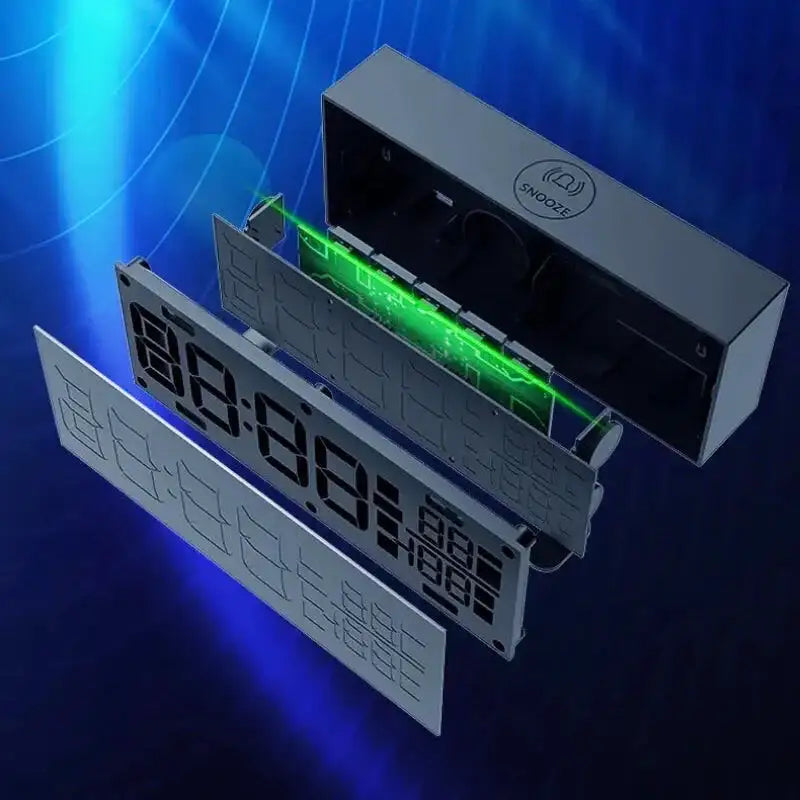 Réveil LED rectangulaire blanc avec température et humidité -  - reveil-digital-gros-chiffres - ["digital","lumineux","num\u00e9rique","petit reveil","r\u00e9veil digital","simple"]