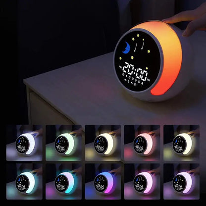 Réveil LED rond avec éclairage coloré et icônes météo -  - reveil-jour-nuit-bebe - ["enfant","Jour Nuit","r\u00e9veil enfant","\u00e9ducatif"]