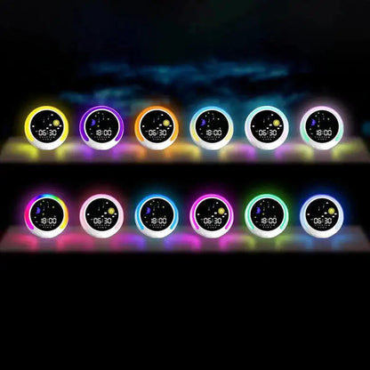 Réveil LED rond avec éclairage coloré et icônes météo -  - reveil-jour-nuit-bebe - ["enfant","Jour Nuit","r\u00e9veil enfant","\u00e9ducatif"]