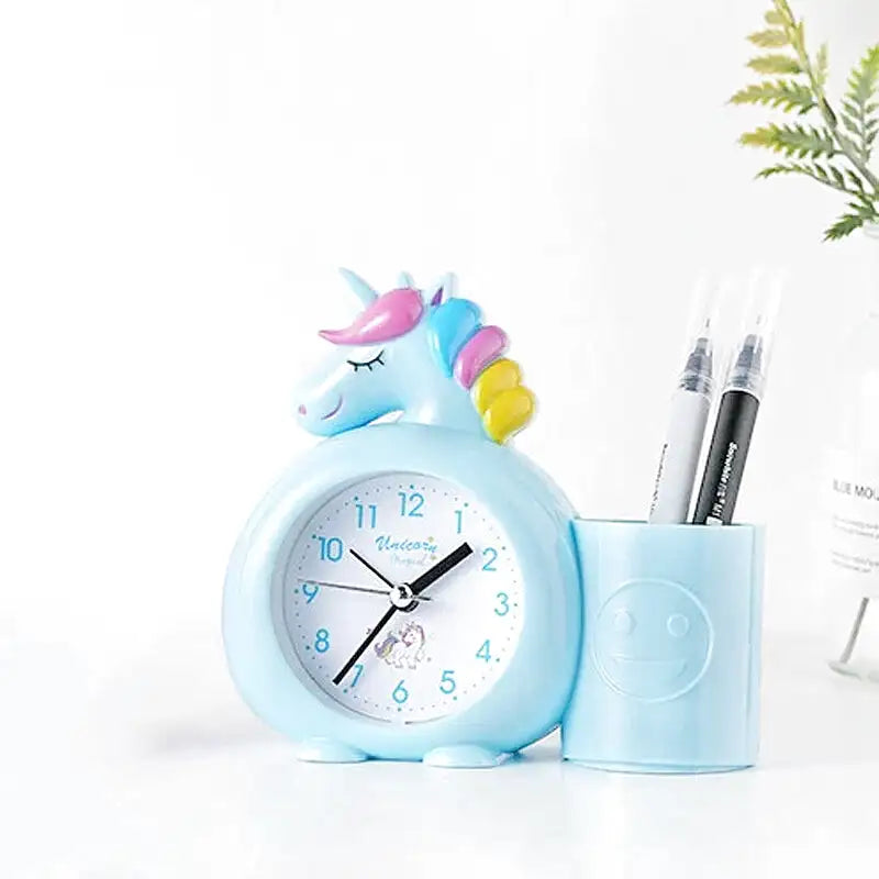 Réveil licorne bleu pastel avec pot intégré -  - reveil-licorne-enfant - ["enfant","r\u00e9veil enfant"]