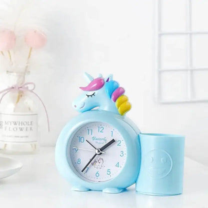 Réveil licorne bleu pastel avec pot intégré -  - reveil-licorne-enfant - ["enfant","r\u00e9veil enfant"]