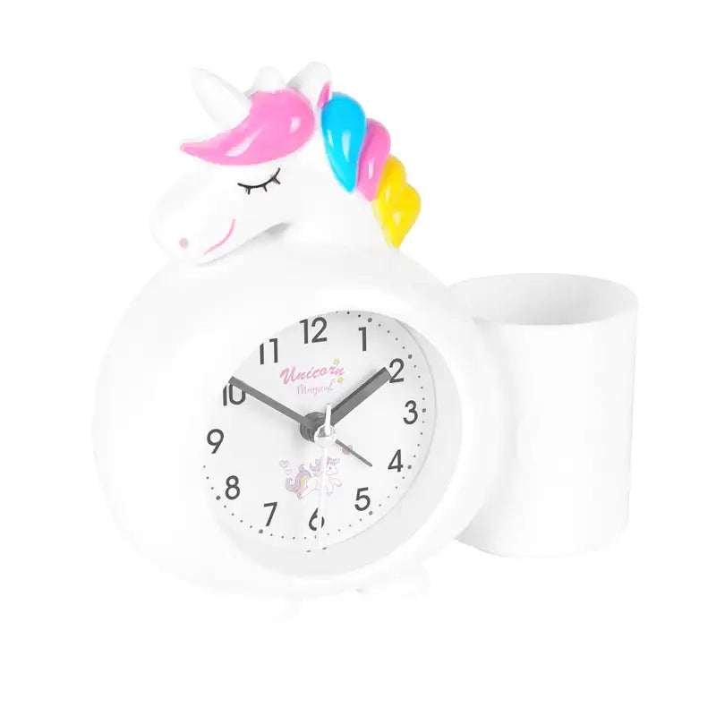 Réveil licorne en plastique avec porte-crayons intégré -  - reveil-licorne-avec-pile - ["Jour Nuit"]