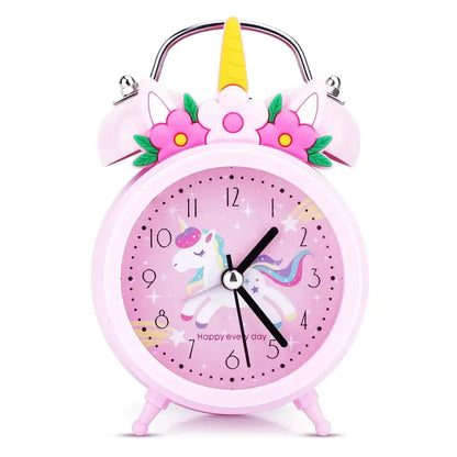 Réveil licorne rose en métal avec fleurs 3D -  - reveil-licorne-veilleuse - ["enfant","r\u00e9veil enfant","veilleuse"]