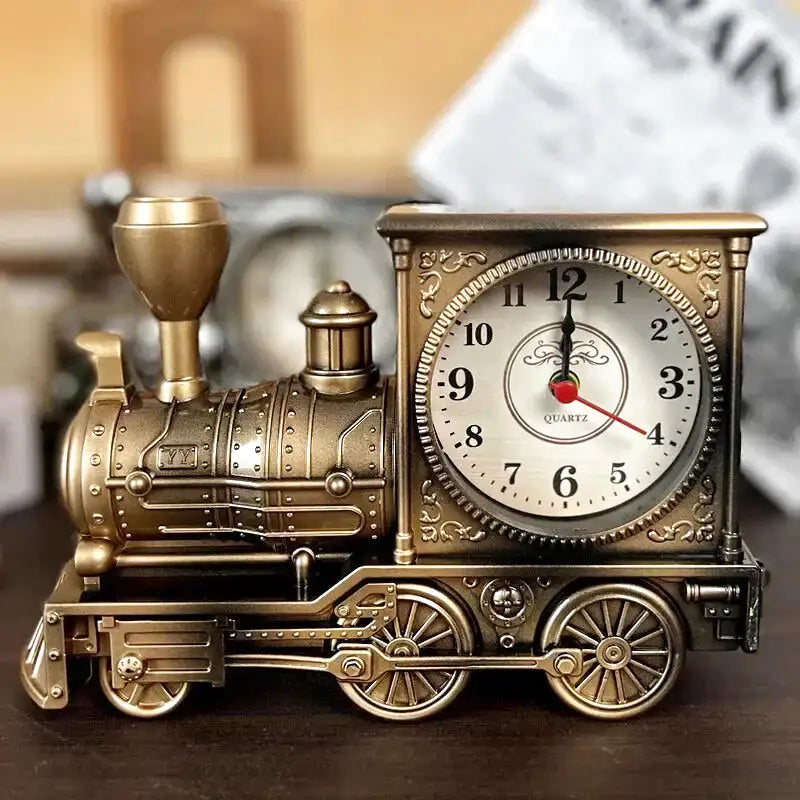 Réveil locomotive en métal bronze style vintage -  - reveil-vintage-train - []