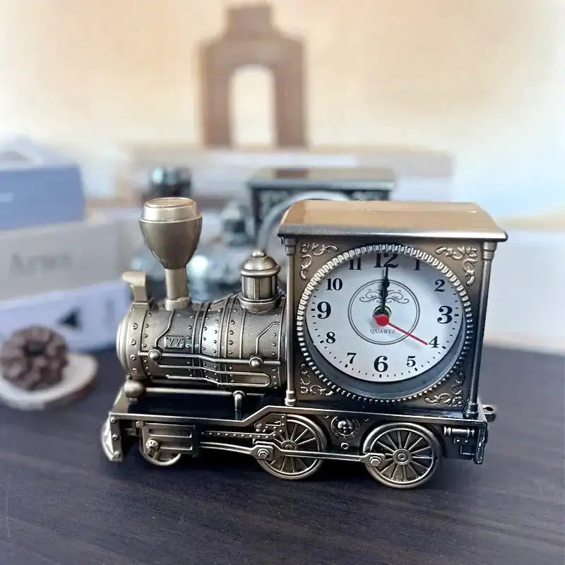 Réveil locomotive en métal bronze style vintage -  - reveil-vintage-train - []
