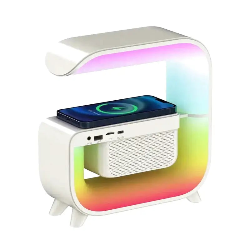 Réveil lumineux LED multicolore en plastique blanc -  - reveil-lumineux-bluetooth - ["bluetooth","lumineux","Radio R\u00e9veil Lumineux","R\u00e9veil bluetooth","veilleuse"]