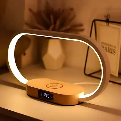 Réveil lumineux moderne bois clair et arche blanche -  - reveil-luminotherapie-lampe - ["luminoth\u00e9rapie","veilleuse"]