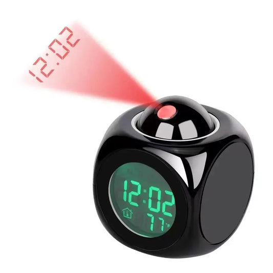 Réveil sphérique noir avec projection rouge intégrée -  - reveil-lumineux-projecteur - ["lumineux","projecteur","radio reveil projecteur","Radio R\u00e9veil Lumineux","r\u00e9veil projecteur"]