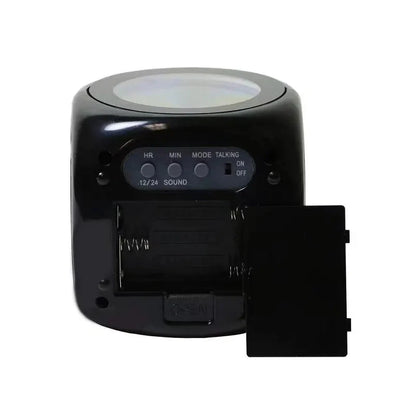 Réveil sphérique noir avec projection rouge intégrée -  - reveil-lumineux-projecteur - ["lumineux","projecteur","radio reveil projecteur","Radio R\u00e9veil Lumineux","r\u00e9veil projecteur"]
