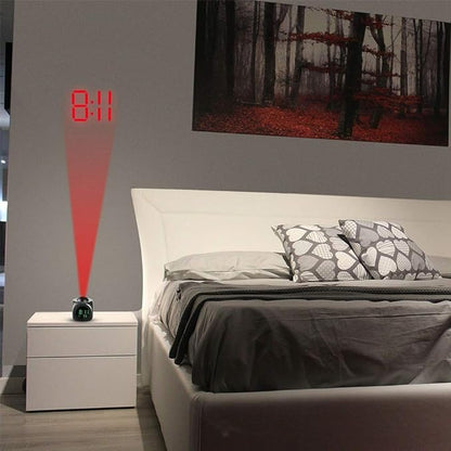 Réveil sphérique noir avec projection rouge intégrée -  - reveil-lumineux-projecteur - ["lumineux","projecteur","radio reveil projecteur","Radio R\u00e9veil Lumineux","r\u00e9veil projecteur"]