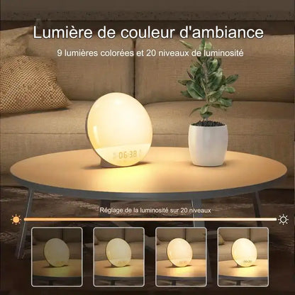 Réveil lumineux rond imitation lever de soleil -  - reveil-intelligent-avec-radio - ["intelligent","lumineux","Radio R\u00e9veil Lumineux","veilleuse"]