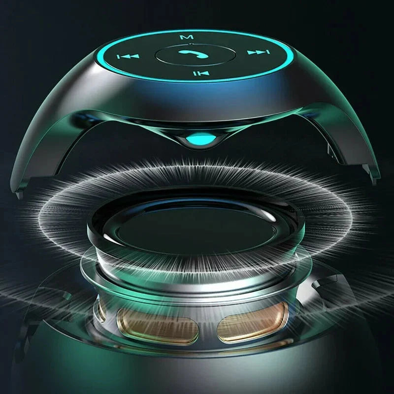 Réveil rond noir avec éclairage bleu et MP3 -  - reveil-luminotherapie-avec-mp3 - ["bluetooth","luminoth\u00e9rapie","R\u00e9veil bluetooth","veilleuse"]