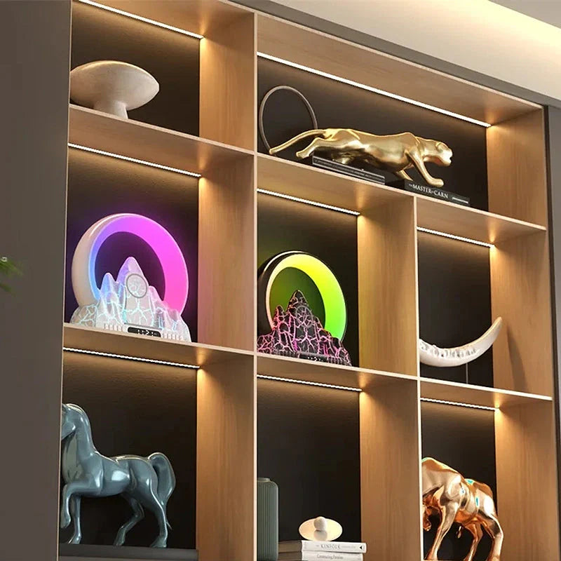 Réveil montagne LED marbré rose et noir -  - reeil-luminotherapie-enfant - ["bluetooth","enfant","luminoth\u00e9rapie","R\u00e9veil bluetooth","r\u00e9veil enfant","veilleuse"]