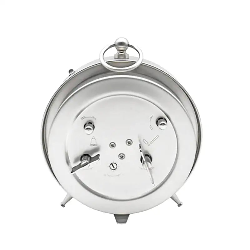 Réveil mécanique argenté avec dateur rétro -  - reveil-mecanique-vintage - ["Jour Nuit"]