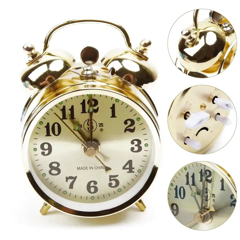 Réveil mécanique doré style rétro à doubles cloches -  - reveil-mecanique-avec-cloches - ["analogique","Jour Nuit","lumineux","Radio R\u00e9veil Lumineux","R\u00e9veil Analogique"]