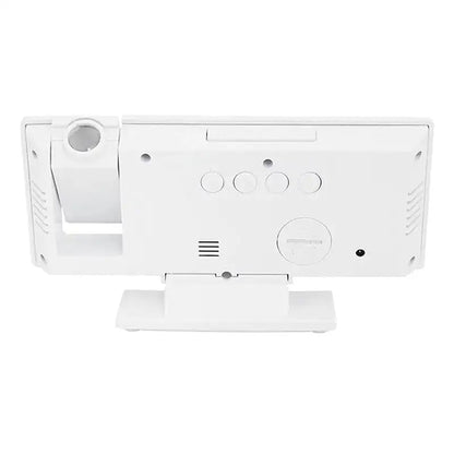 Réveil miroir numérique rectangulaire en verre blanc -  - reveil-projecteur-blanc - ["projecteur","radio reveil projecteur","r\u00e9veil projecteur"]