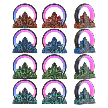 Réveil montagne LED marbré rose et noir -  - reeil-luminotherapie-enfant - ["bluetooth","enfant","luminoth\u00e9rapie","R\u00e9veil bluetooth","r\u00e9veil enfant","veilleuse"]