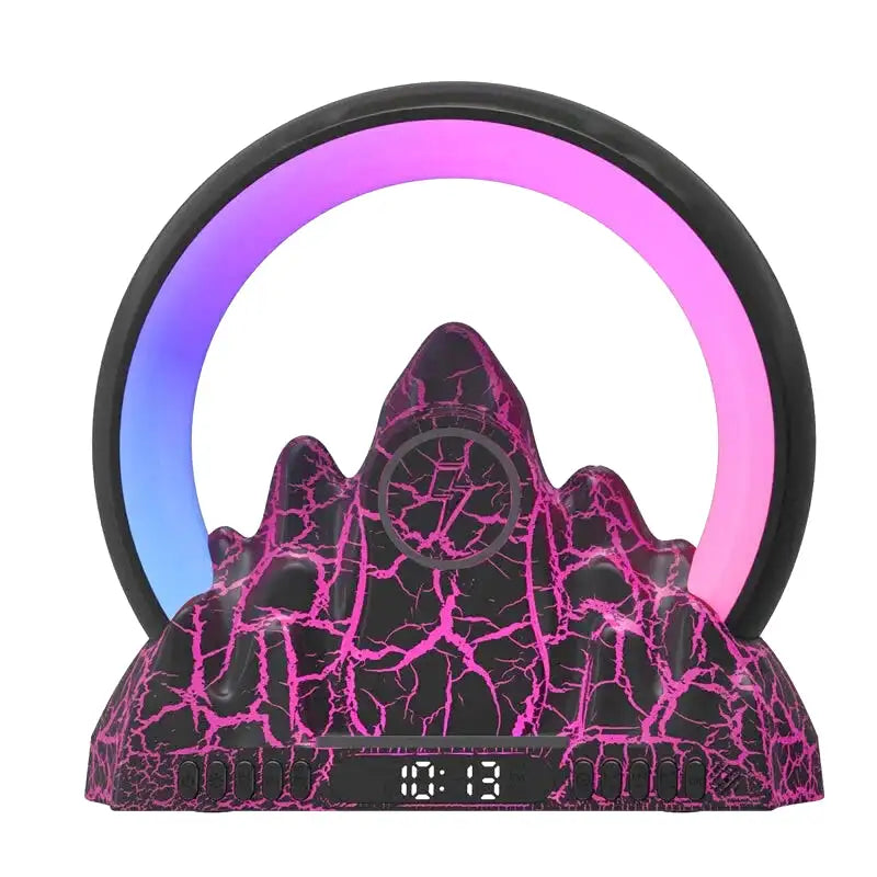 Réveil montagne LED marbré rose et noir -  - reeil-luminotherapie-enfant - ["bluetooth","enfant","luminoth\u00e9rapie","R\u00e9veil bluetooth","r\u00e9veil enfant","veilleuse"]