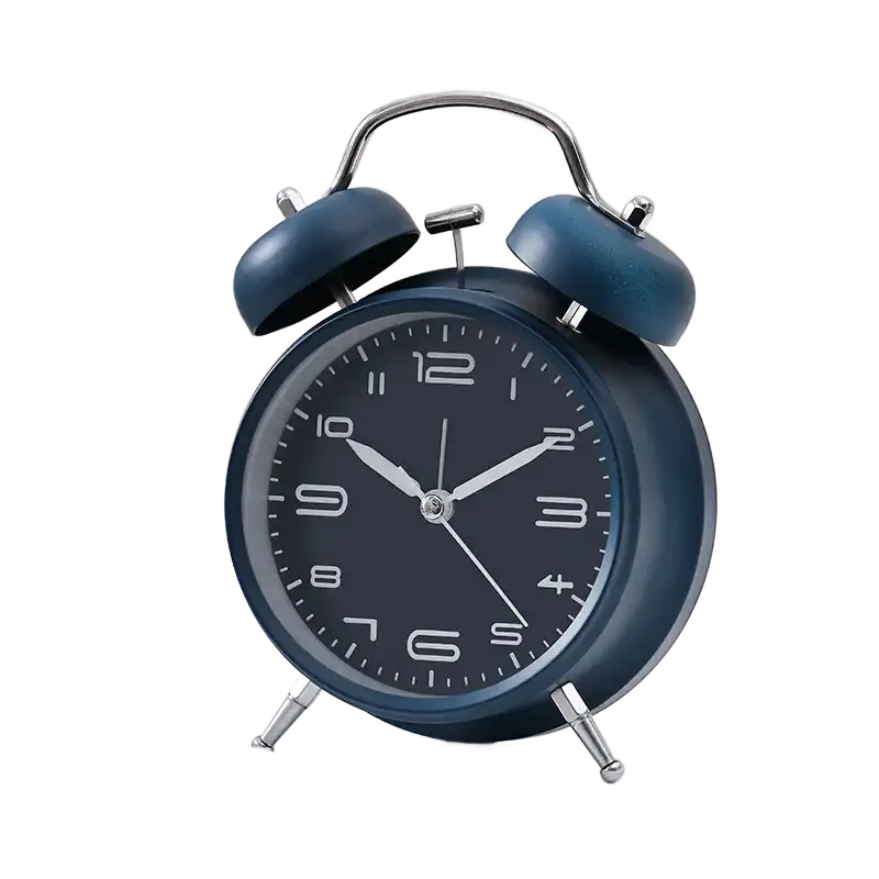 Réveil noir mat style rétro en métal chromé -  - reveil-ado-original - ["ado","analogique","m\u00e9canique","petit","R\u00e9veil Analogique","simple","vintage"]