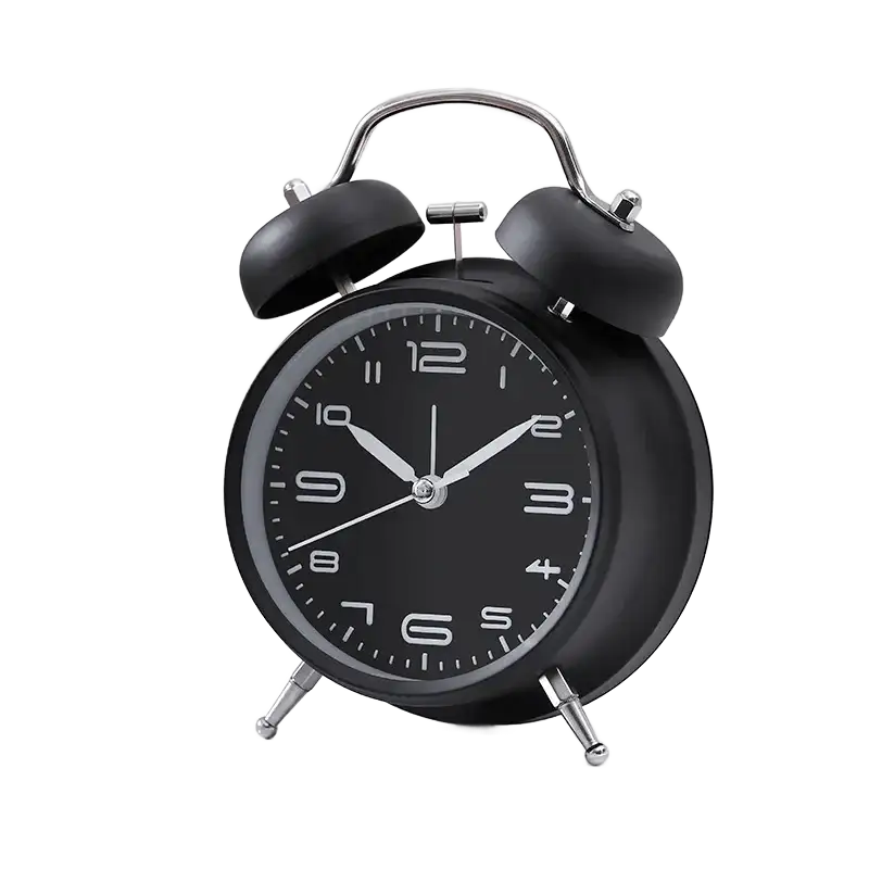 Réveil noir mat style rétro en métal chromé -  - reveil-ado-original - ["ado","analogique","m\u00e9canique","petit","R\u00e9veil Analogique","simple","vintage"]