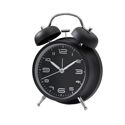 Réveil noir mat style rétro en métal chromé -  - reveil-ado-original - ["ado","analogique","m\u00e9canique","petit","R\u00e9veil Analogique","simple","vintage"]