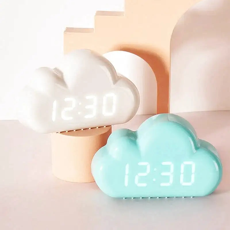 Réveil nuage en plastique avec affichage LED blanc -  - reveil-enfant-nuage - ["enfant","lumineux","Radio R\u00e9veil Lumineux","r\u00e9veil enfant","\u00e9ducatif"]