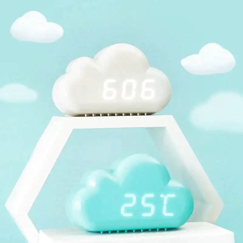 Réveil nuage en plastique avec affichage LED blanc -  - reveil-enfant-nuage - ["enfant","lumineux","Radio R\u00e9veil Lumineux","r\u00e9veil enfant","\u00e9ducatif"]