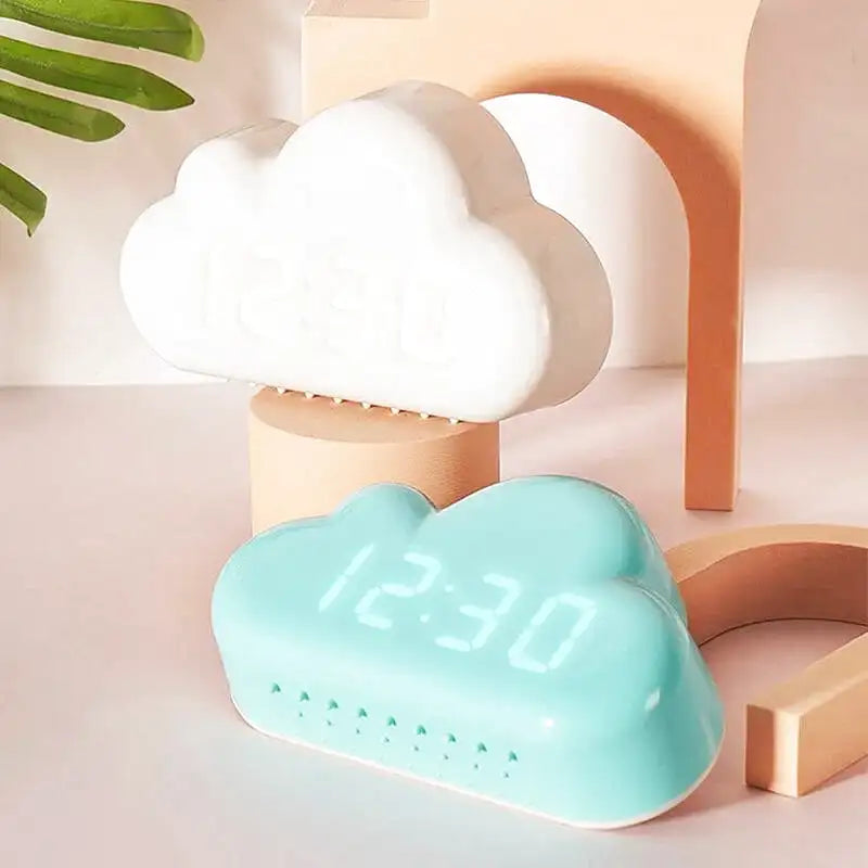 Réveil nuage en plastique avec affichage LED blanc -  - reveil-enfant-nuage - ["enfant","lumineux","Radio R\u00e9veil Lumineux","r\u00e9veil enfant","\u00e9ducatif"]