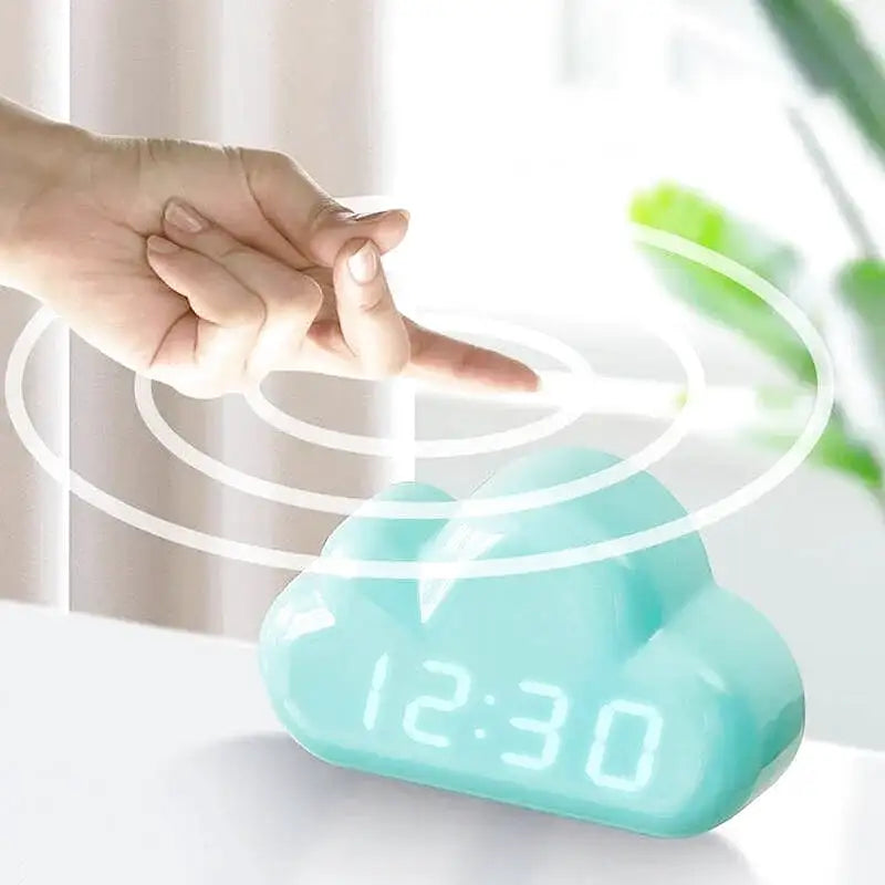 Réveil nuage en plastique avec affichage LED blanc -  - reveil-enfant-nuage - ["enfant","lumineux","Radio R\u00e9veil Lumineux","r\u00e9veil enfant","\u00e9ducatif"]