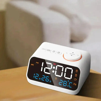 Réveil numérique blanc à écran LED bleu -  - reveil-numerique-batterie-avec-radio - []