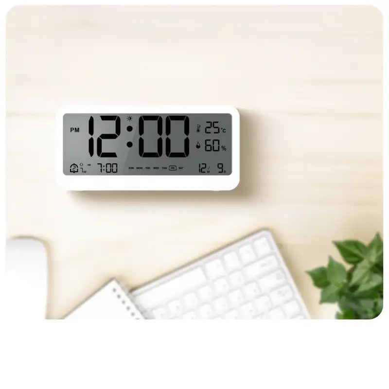 Réveil numérique blanc avec affichage température et humidité -  - reveil-lumineux-enfant - ["enfant","lumineux","Radio R\u00e9veil Lumineux","r\u00e9veil enfant"]