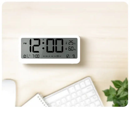 Réveil numérique blanc avec affichage température et humidité -  - reveil-lumineux-enfant - ["enfant","lumineux","Radio R\u00e9veil Lumineux","r\u00e9veil enfant"]