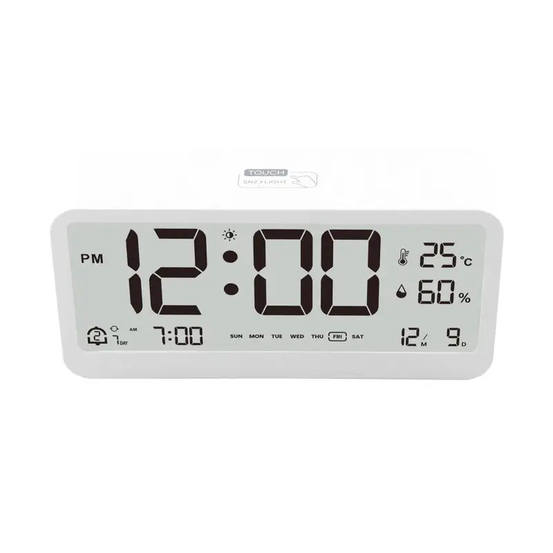 Réveil numérique blanc avec affichage température et humidité -  - reveil-lumineux-enfant - ["enfant","lumineux","Radio R\u00e9veil Lumineux","r\u00e9veil enfant"]