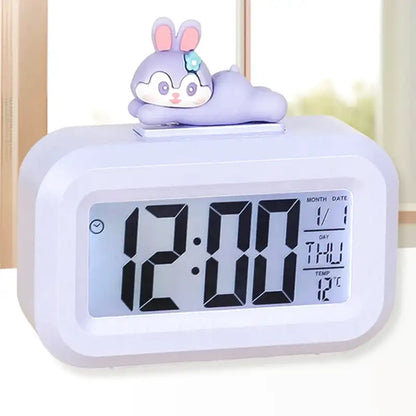 Réveil numérique blanc avec figurine lapin lavande -  - reveil-petit-lapin - ["ado","enfant","r\u00e9veil enfant"]