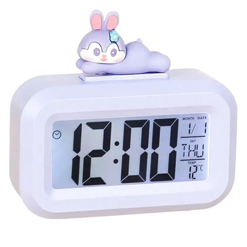 Réveil numérique blanc avec figurine lapin lavande -  - reveil-petit-lapin - ["ado","enfant","r\u00e9veil enfant"]