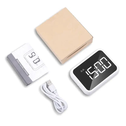 Réveil numérique blanc écran noir à grands chiffres -  - reveil-numerique-double-alarme - ["intelligent"]