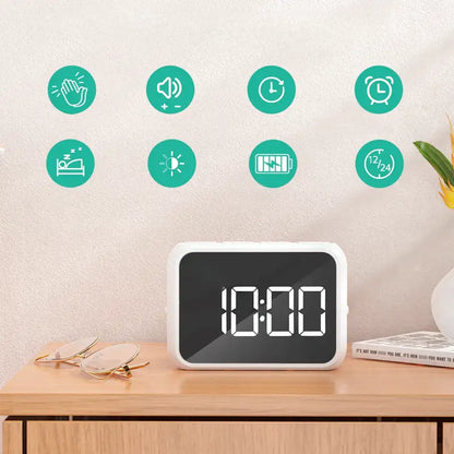 Réveil numérique blanc écran noir à grands chiffres -  - reveil-numerique-double-alarme - ["intelligent"]
