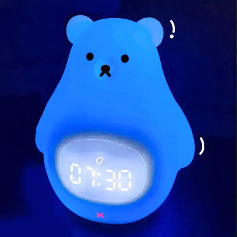 Réveil numérique blanc en forme d’ours avec télécommande -  - reveil-veilleuse-ours - ["ado","enfant","r\u00e9veil enfant","veilleuse"]