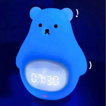 Réveil numérique blanc en forme d’ours avec télécommande -  - reveil-veilleuse-ours - ["ado","enfant","r\u00e9veil enfant","veilleuse"]