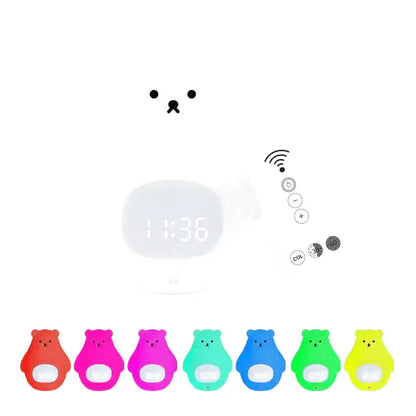 Réveil numérique blanc en forme d’ours avec télécommande -  - reveil-veilleuse-ours - ["ado","enfant","r\u00e9veil enfant","veilleuse"]