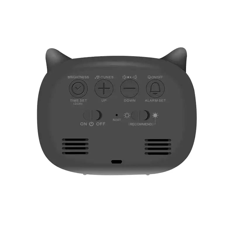 Réveil numérique chat bicolore avec écran LED bleu -  - reveil-jour-nuit-noir - ["chat","Jour Nuit","veilleuse"]