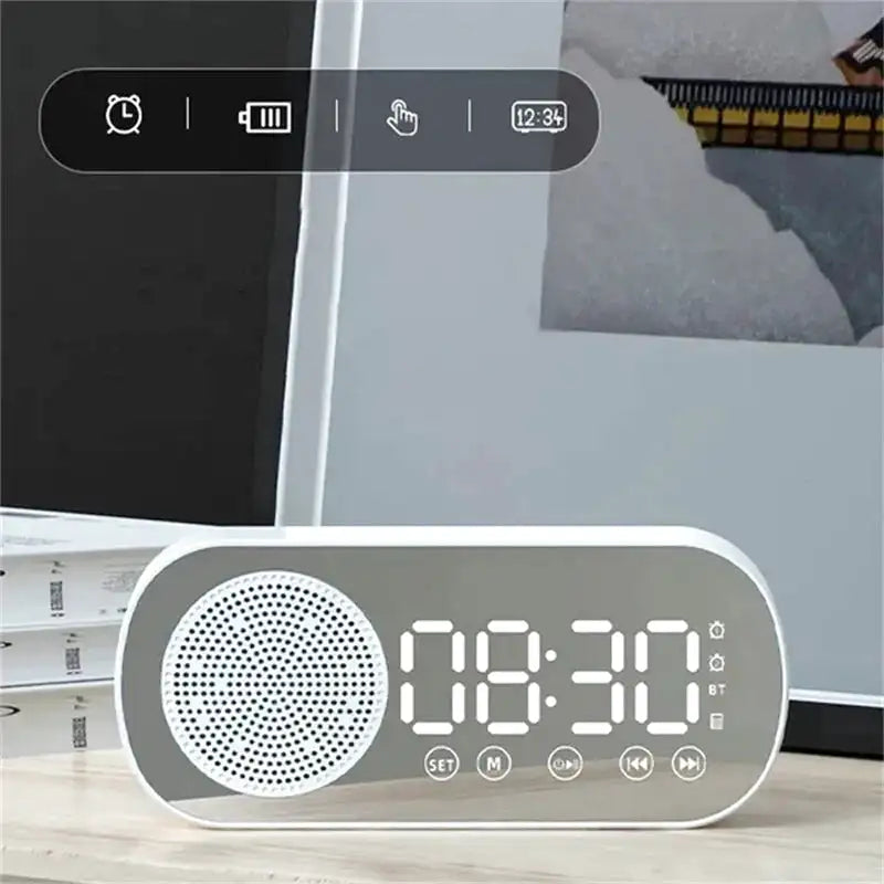 Réveil numérique cylindrique gris avec haut-parleur Bluetooth -  - reveil-numerique-avec-radio - ["bluetooth","R\u00e9veil bluetooth"]