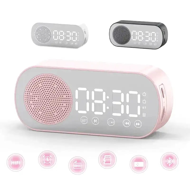 Réveil numérique cylindrique gris avec haut-parleur Bluetooth -  - reveil-numerique-avec-radio - ["bluetooth","R\u00e9veil bluetooth"]