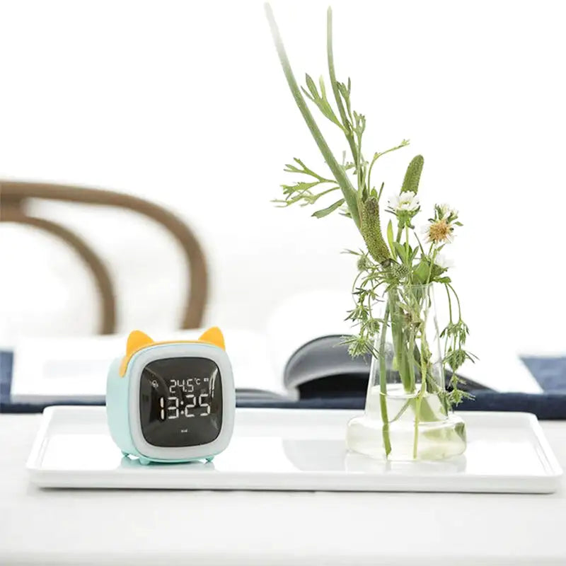 Réveil numérique en plastique rose avec oreilles de chat -  - reveil-veilleuse-chat - ["chat","veilleuse"]