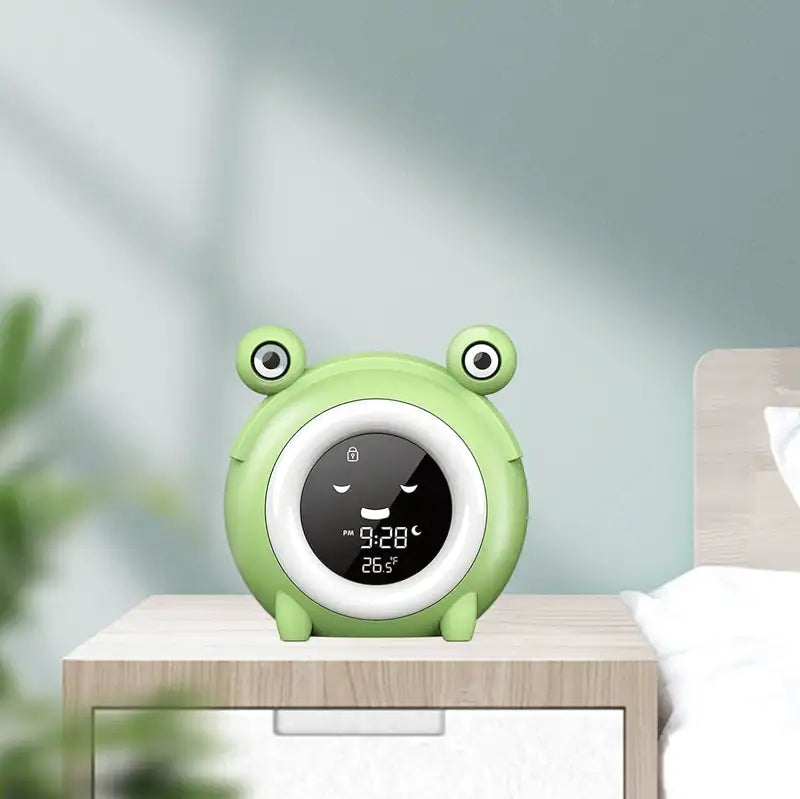Réveil numérique grenouille en plastique vert pour enfant -  - reveil-jour-nuit-enfant - ["enfant","intelligent","Jour Nuit","r\u00e9veil enfant","veilleuse"]